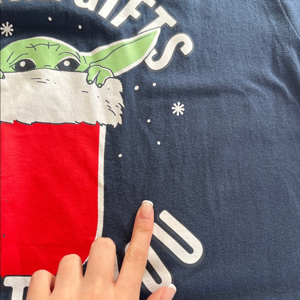 Star Wars baby Yoda funny cute Christmas graphic tee XL festive holiday relaxed - Picture 8 of 8